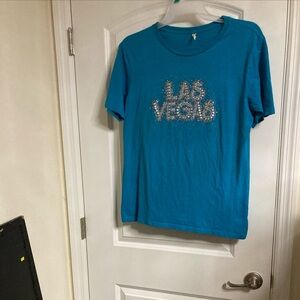 LAS VEGAS BLUE T-SHIRT SIZE XL with glitters women’s